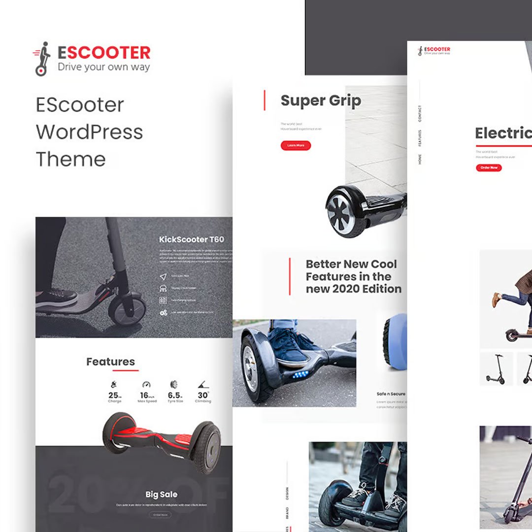 Escoot - One Page, Single Product WoocommerceTheme