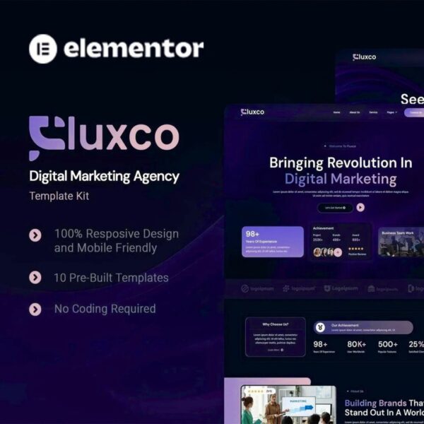 Fluxco – Digital Marketing Agency Elementor Template Kit Website